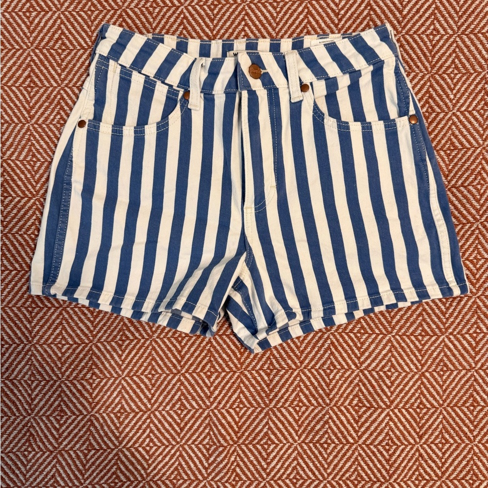 Wrangler Blue and White Striped Jean Shorts
